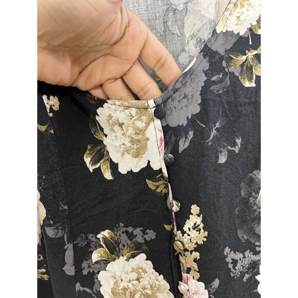 Romance Cottagecore Goth Boho Buttoned Top 1 Plus Whimsigoth Floral Prairie Flow - Picture 5 of 16